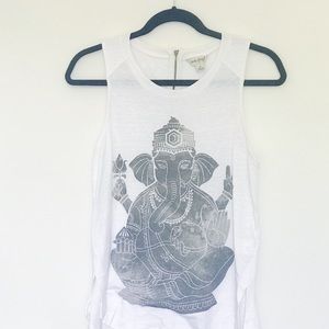 Cream tank with Buddha elephant